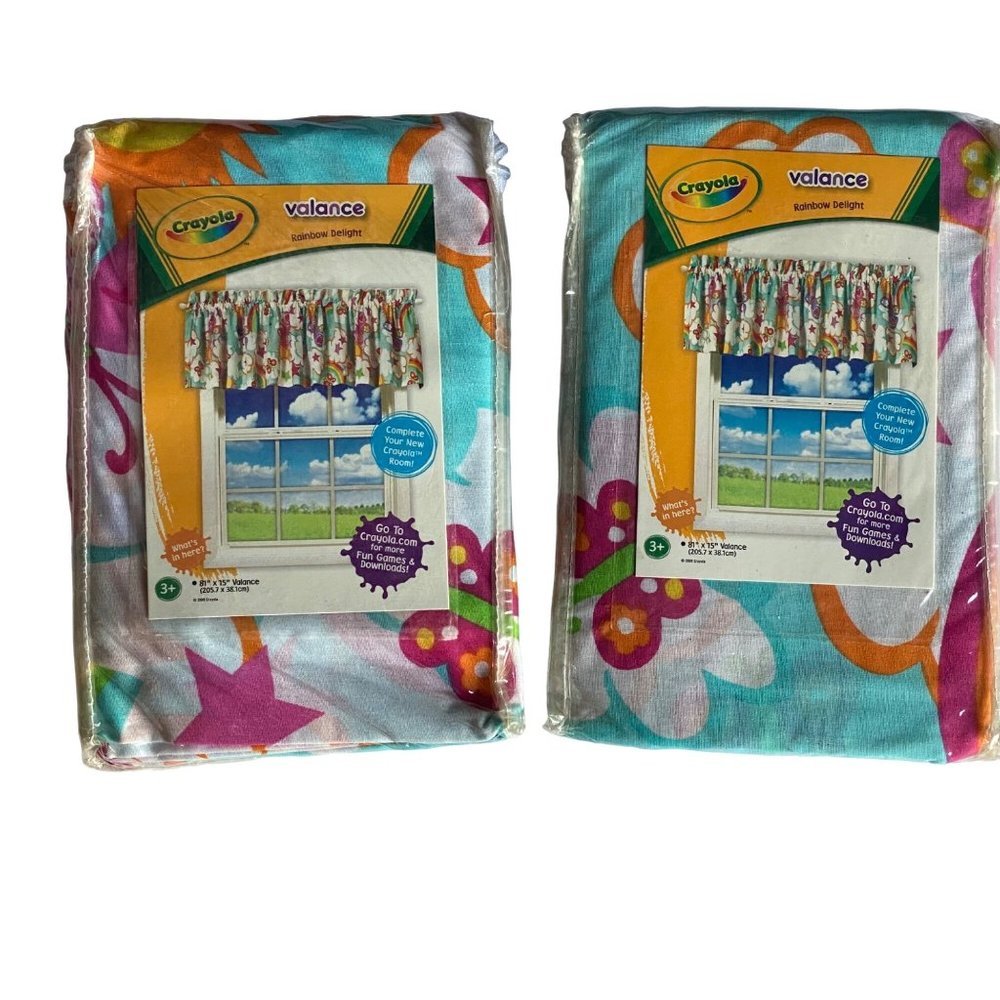 NEW NIB Hallmark Crayola 81" x 15" Valence Rainbow Delight Multicolor Lot of 2